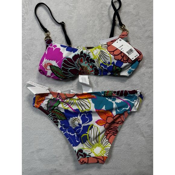 Trina Turk Women's Radiant Blooms Bralette Bikini Set 2 PC sz 6 Multicolor - Picture 3 of 7